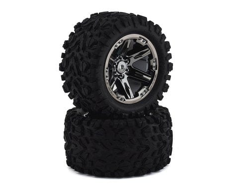 Traxxas Talon EXT 2.8inch Pre-Mounted Tires w/RXT Wheels (2) (Black Chrome) Traxxas RC CARS - PARTS