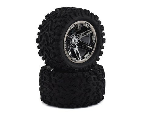 Traxxas Talon EXT 2.8inch Pre-Mounted Tires w/RXT Wheels (2) (Black Chrome) Traxxas RC CARS - PARTS