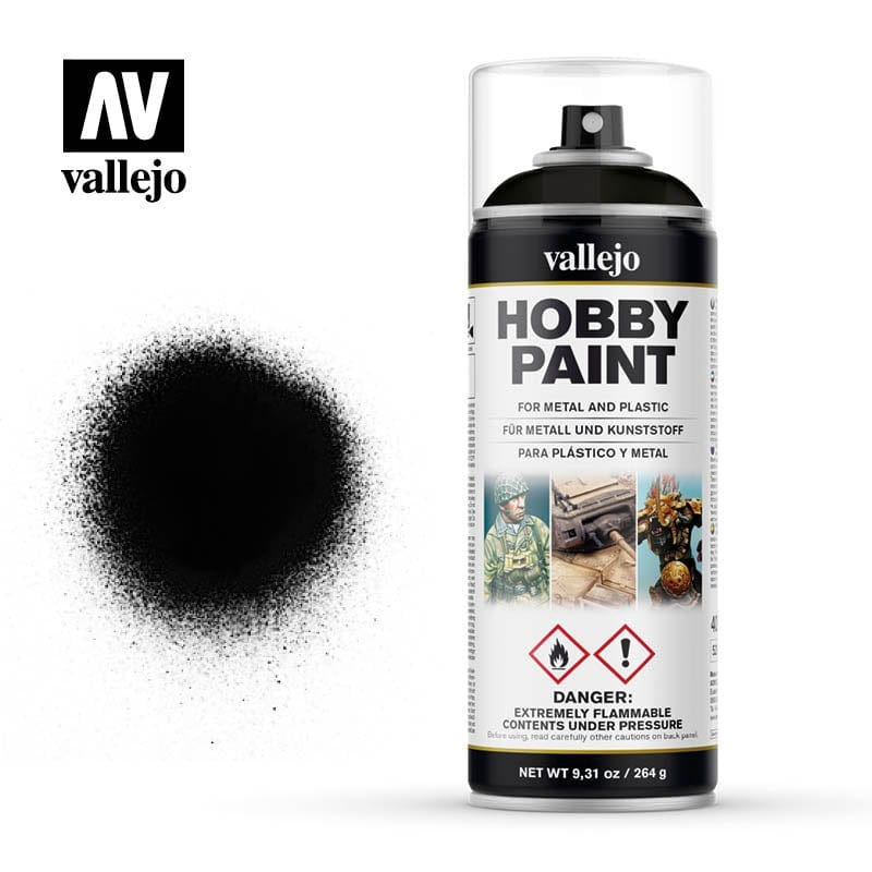 Vallejo Aerosol Black Primer 400ml Vallejo PAINT, BRUSHES & SUPPLIES