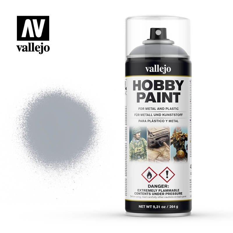 Vallejo Aerosol Silver 400ml Vallejo PAINT, BRUSHES & SUPPLIES