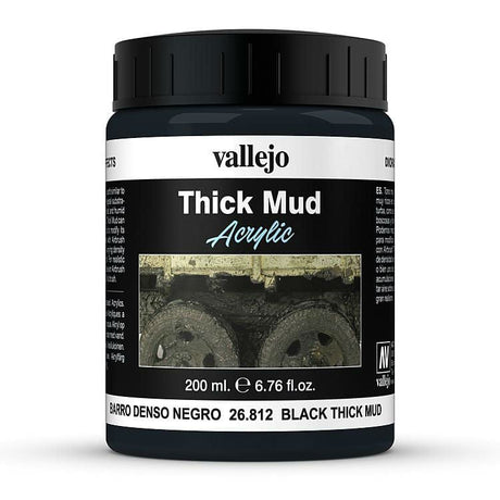 Vallejo Diorama EffecTS Black Thick Mud 200ml Vallejo PAINT, BRUSHES & SUPPLIES