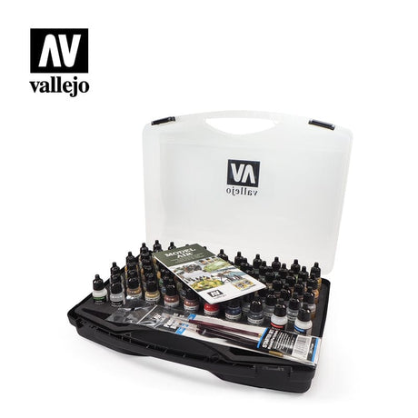 Vallejo Model Air 72 Basic Colors Brushes Plastic Case Vallejo PAINT, BRUSHES & SUPPLIES