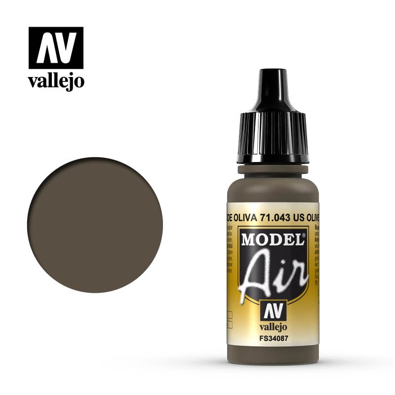 Vallejo Model Air 43 17ml Olive Drab Vallejo PAINT, BRUSHES & SUPPLIES
