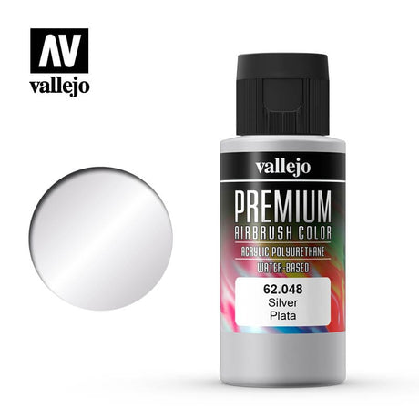 Vallejo Premium Colour Silver 60 ml Vallejo PAINT, BRUSHES & SUPPLIES