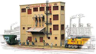 Walthers Cornerstone HO Centennial Mills Background Building - Kit - 10-3/16 x 1-15/16 x 8-7/16in 25.4 x 4.8 x 21cm Walthers Cornerstone TRAINS - HO/OO SCALE