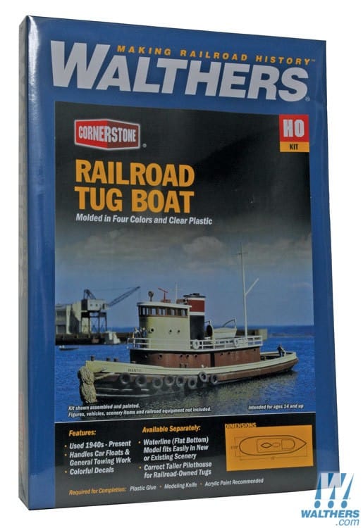 Walthers Cornerstone HO Railroad Tugboat - Kit - 13 x 3-1/2 x 3-7/8in 32 x 8.7 x 9.6cm Walthers Cornerstone TRAINS - HO/OO SCALE