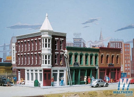 Walthers Cornerstone N Merchantfts Row II - Kit - 6-1/4 x 3-1/2 x 3-5/8in 15.9 x 8.9 x 9.2cm Walthers Cornerstone TRAINS - N SCALE