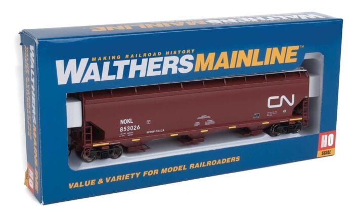 Walthers Mainline 7689 HO 60ft NSC 5150 3-Bay Covered Hopper - Ready to Run - Canadian National #853026 - Hobbytech Toys