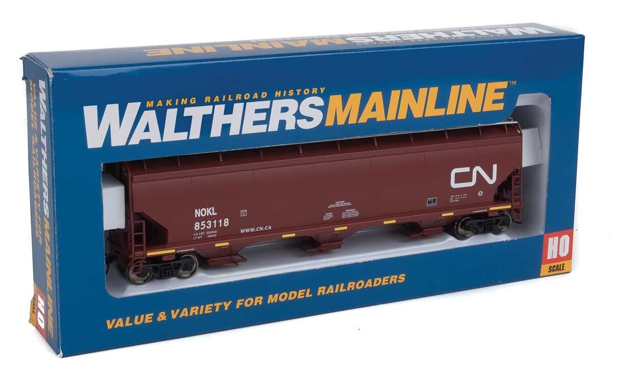 Walthers Mainline 7692 HO 60ft NSC 5150 3-Bay Covered Hopper - Ready to Run - Canadian National #853118 - Hobbytech Toys