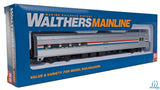 Walthers Mainline HO 85ft Budd Baggage-Lounge - Ready to Run - Amtrak (Phase III; silver, Equal red, white, blue Stripes) Walthers Mainline TRAINS - HO/OO SCALE