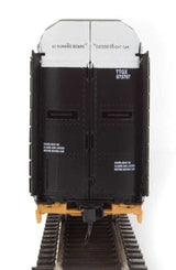 Walthers Proto 101328 HO 89ft Thrall Bi-Level Auto Carrier - Ready To Run - Canadian Pacific #973707 / TTGX Flatcar (Car: black, silver; Flat: yellow) - Hobbytech Toys