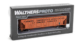Walthers Proto HO 55ft Evans 4780 Covered Hopper - Ready To Run - Farmers Co-op Association USLX #26720 (St. Edwards, Nebraska; orange, black) - Hobbytech Toys