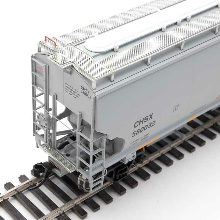 Walthers Proto HO 67ft Trinity 6351 4-Bay Covered Hopper - Ready to Run - Cenex Harvest States Cooperative CHSX #580032 (gray, blue CHS Logo) - Hobbytech Toys
