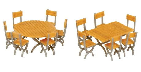 Walthers Scenemaster 4191 HO Tables and Chairs - Kit - One Each Square and Round Tables, 12 Chairs - Hobbytech Toys