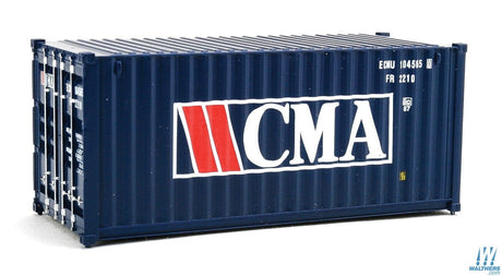 Walthers SceneMaster HO 20ft Corrugated Container - Assembled - CMA (blue, white, red) Walthers SceneMaster TRAINS - HO/OO SCALE