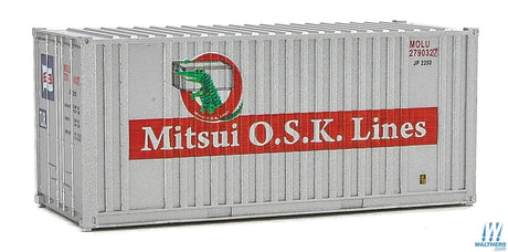 Walthers SceneMaster HO 20ft Corrugated Container with Flat Panel - Assembled - Mitsui OSK Lines (gray, red, Alligator Logo) Walthers SceneMaster TRAINS - HO/OO SCALE