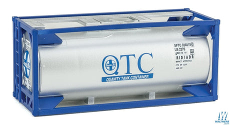 Walthers SceneMaster HO 20ft Tank Container - Kit - Santa Fe (white, blue) Walthers SceneMaster TRAINS - HO/OO SCALE