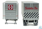 Walthers SceneMaster HO 35ft Fluted-Side Trailer 2-Pack - Assembled - Santa Fe SFTZ (silver, red) Walthers SceneMaster TRAINS - HO/OO SCALE