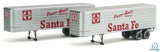 Walthers SceneMaster HO 35ft Fluted-Side Trailer 2-Pack - Assembled - Santa Fe SFTZ (silver, red) Walthers SceneMaster TRAINS - HO/OO SCALE