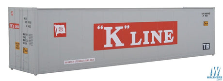 Walthers SceneMaster HO 40ft Hi Cube Smooth Side Reefer Container - Assembled - K-Line (grey, red, white) Walthers SceneMaster TRAINS - HO/OO SCALE