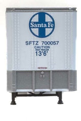 Walthers Scenemaster HO 40ft Trailmobile Trailer 2-Pack - Assembled - Santa Fe (white, blue) - Hobbytech Toys
