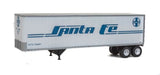 Walthers Scenemaster HO 40ft Trailmobile Trailer 2-Pack - Assembled - Santa Fe (white, blue) - Hobbytech Toys