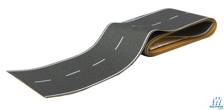 Walthers SceneMaster HO Flexible Self-Adhesive Paved Roadway - Vintage Highway (White Dashed Centerline, White Solid Edge Markings) Walthers SceneMaster TRAINS - HO/OO SCALE