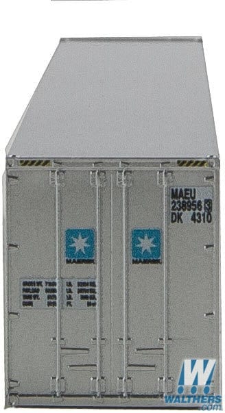 Walthers SceneMaster N 40ft Hi Cube Ribbed Side Container - Assembled - Maersk Walthers SceneMaster TRAINS - N SCALE