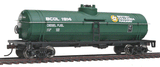 Walthers Trainline HO Tank Car - Ready To Run - British Columbia Railway (green, yellow, white; Dogwood Logo) - Hobbytech Toys
