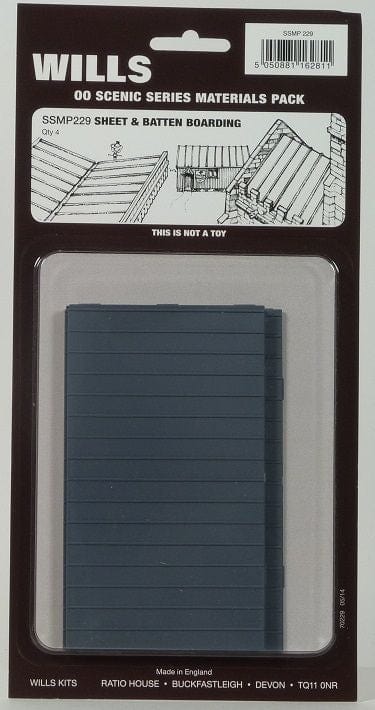 Wills Ssmp229 HO/OO Sheet And Battern Boarding (4) Wills TRAINS - HO/OO SCALE