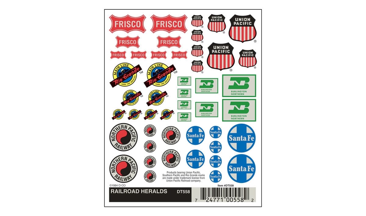 Woodland Scenics Dry Transfer, Railroad Heralds Woodland Scenics TRAINS - SCENERY