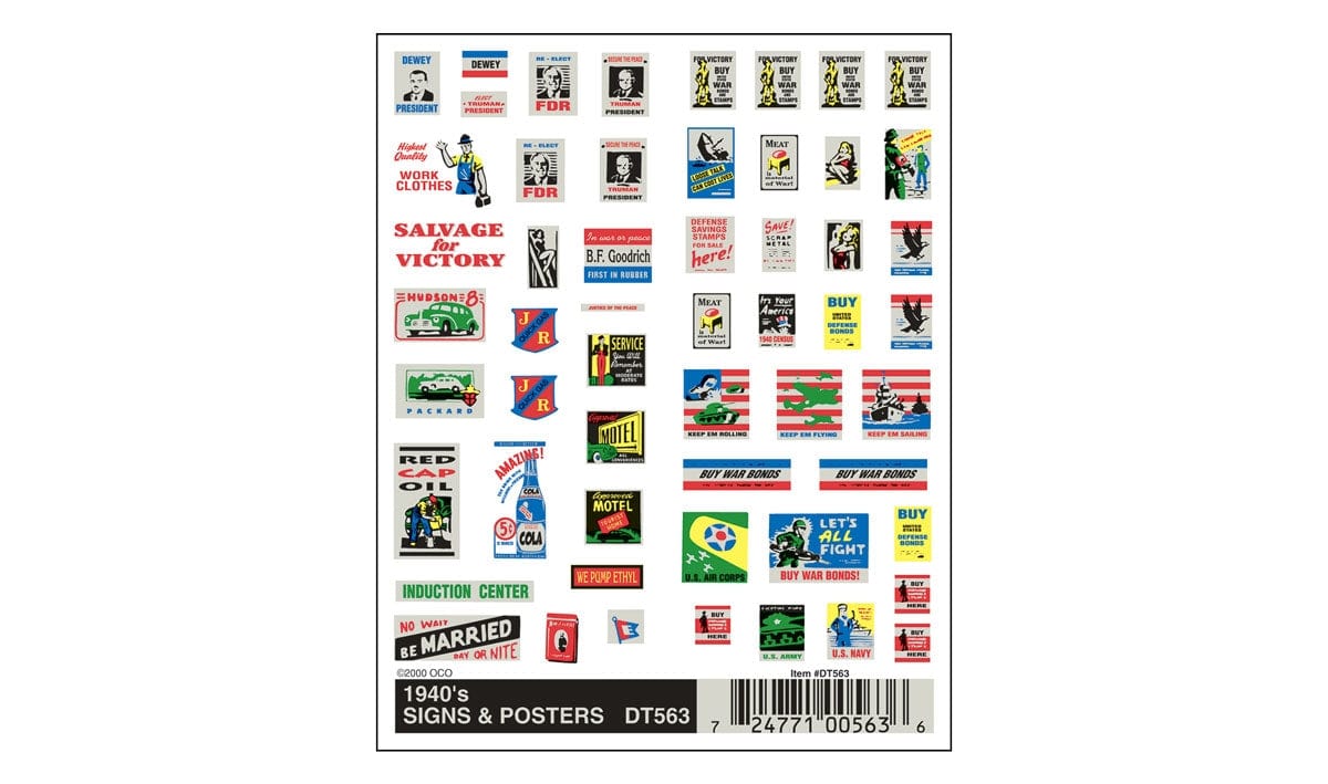 Woodland Scenics Dry Transfer, Signs & Posters/1940S Woodland Scenics TRAINS - HO/OO SCALE