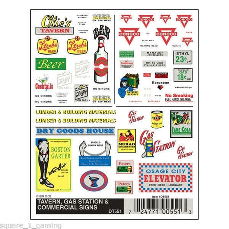 Woodland Scenics Dry Transfer, Tavern/Gas/Commercial Sign Woodland Scenics TRAINS - SCENERY