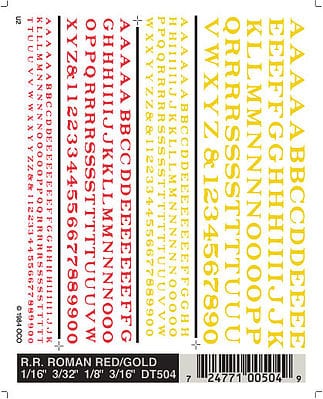 Woodland Scenics Railroad Roman Letters, Red/Yellow Woodland Scenics TRAINS - HO/OO SCALE