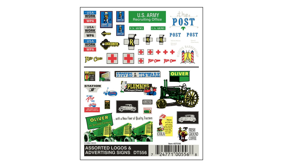 Woodland Scenics Dry Transfer, Assorted Logos/Advertising Signs Woodland Scenics TRAINS - HO/OO SCALE