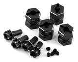 Yeah Racing 12mm Aluminum Hex Adaptors (Black) (4) (15mm Offset) - Hobbytech Toys