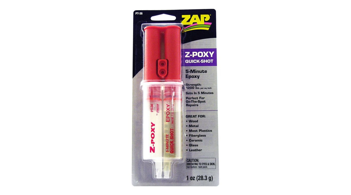 Zap Z-Poxy Quick Shot 5 Minute Epoxy 1 oz Zap Glue SUPPLIES